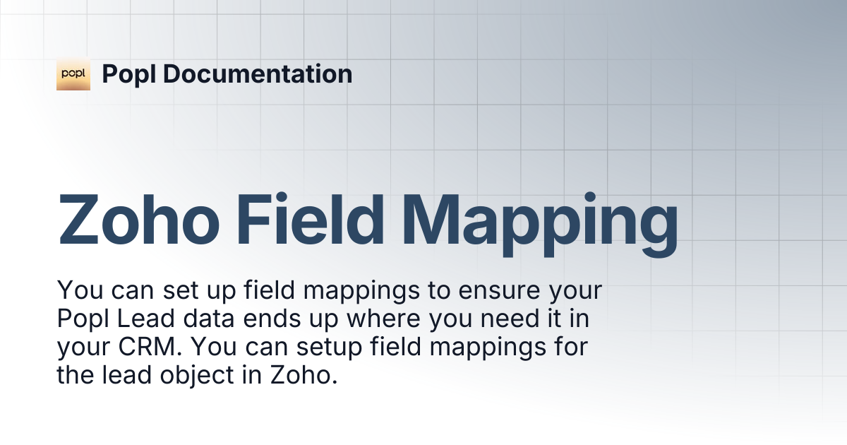 Zoho Field Mapping | Popl Documentation