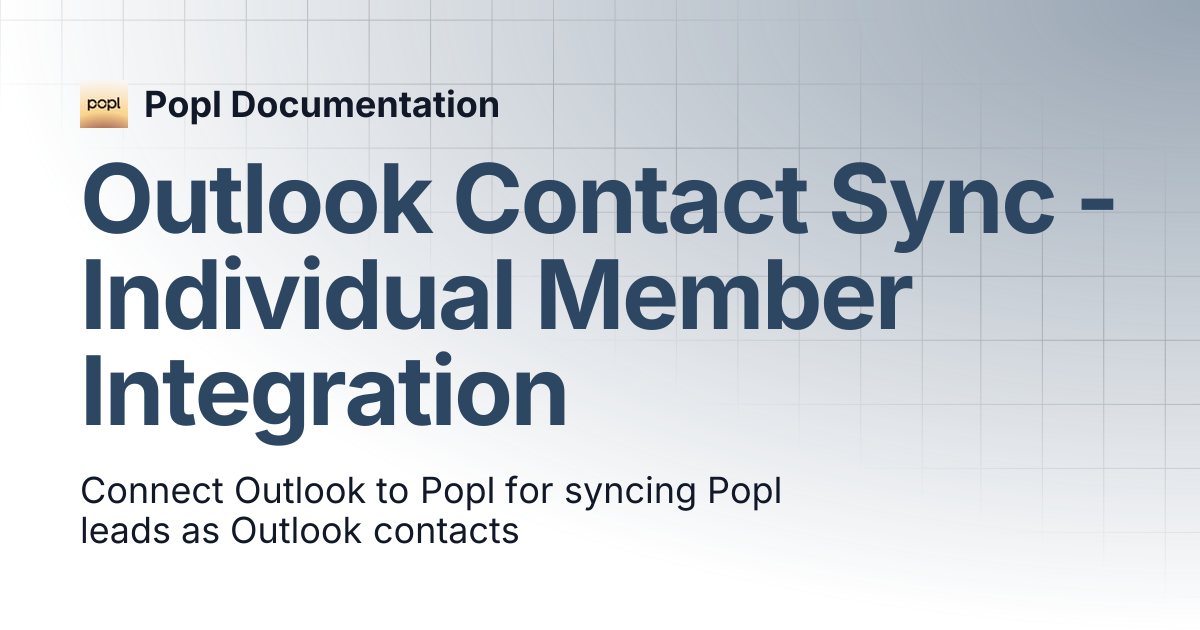 Outlook Contact Sync - Individual Member Integration | Popl Documentation